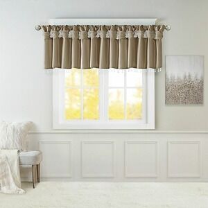 Madison Park Emilia Twist‎ Tab Valance With Beads Pewter Beaded New 50 X 26